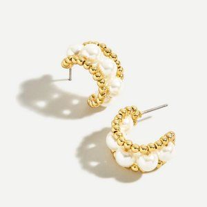 New J. Crew Bead and pearl chunky hoop earrings